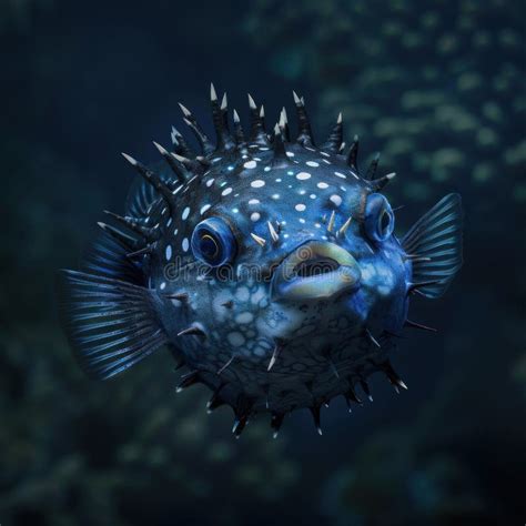 Puffer Fish with Spikes and Spots in the Ocean Stock Illustration ...