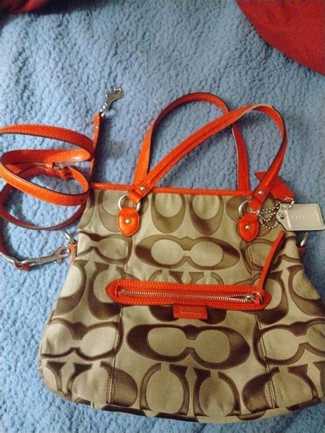 Coach Daisy Crossbody Orange And Brown Canvas Gem