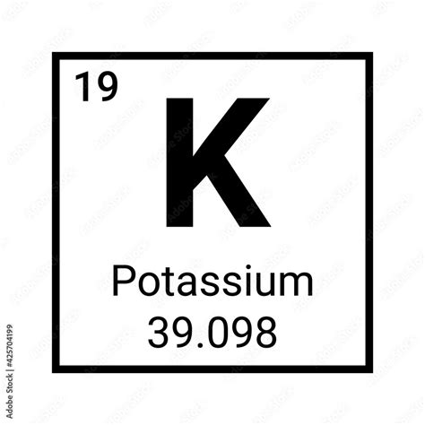 Potassium element periodic table symbol vector icon. Potassium ...