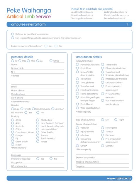 Fillable Online Amputee Referral Form Use This Form To Refer An