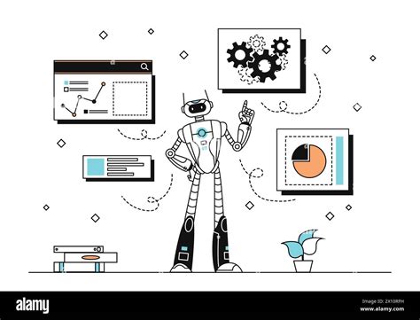 Robot At Work Vector Simple Stock Vector Image And Art Alamy