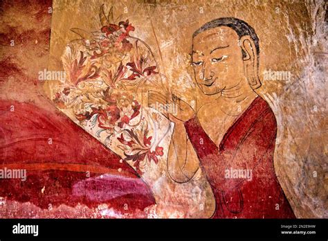 Mural In The Buddha Statue In Sulamani Temple Bagan Myanmar Stock