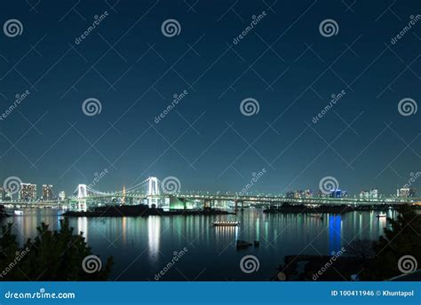 Rainbow Bridge at Odaiba Seaside Park, Odiaba, Tokyo Stock Photo ...