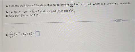 Solved B ﻿let F X 2x2 7x 7 ﻿and Use Part A ﻿to Find