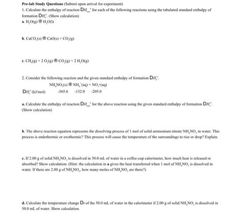 Solved Pre Lab Study Questions Submit Upon Arrival For Chegg