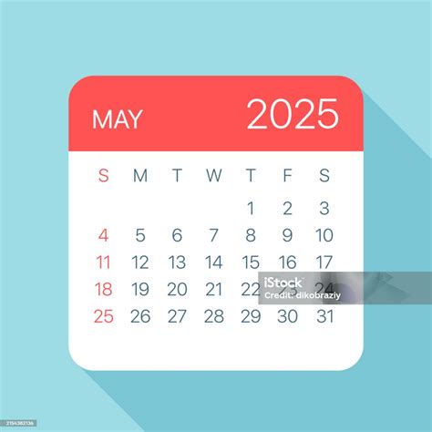 May 2025 Calendar Leaf Vector Illustration Stock Illustration