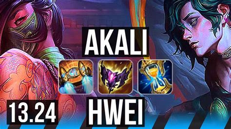 Akali Vs Hwei Mid 10 Solo Kills Legendary 20 4 6 Kr Master 13