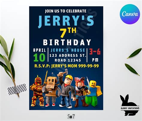 Roblox Birthday Party Invitation Personalized And Editable Etsy México