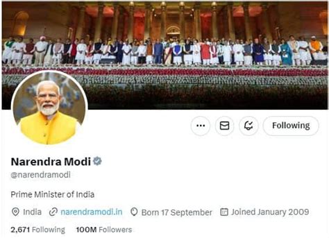 Pm Modi Reaches Million Followers On X Becomes The Most Followed