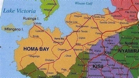 A map of Homa Bay county showing the region of interest in orange [13 ...