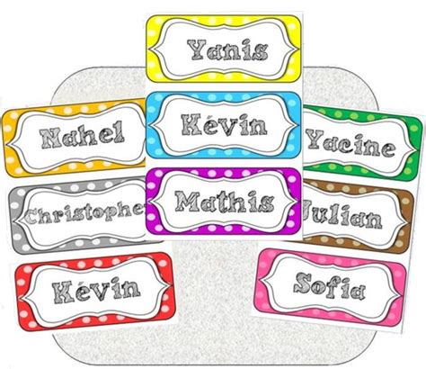 Colorful Name Tags With Polka Dots On Them For Classroom Decor Or