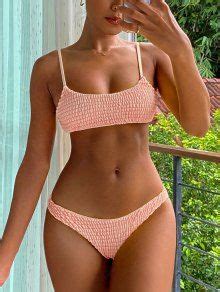 Smocked Bikini Top And Bottoms In PINK ZAFUL 2024