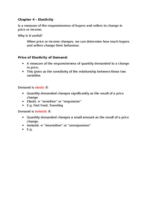 Chapter Elasticity Summary Principles Of Microeconomics Chapter