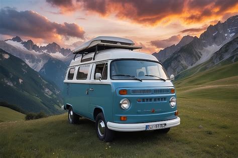 Premium Photo Camper Van In The Mountains The Alps Piedmont Italy