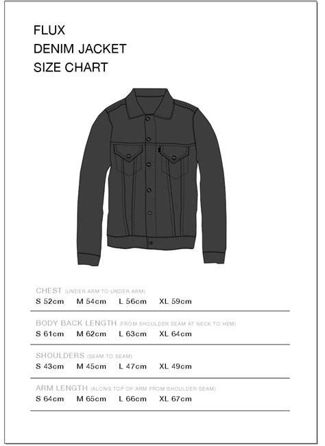 Denim Jacket Size Chart – Flux Clothing