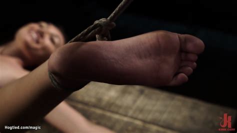 Bound Brunette Slave Feet Tormented