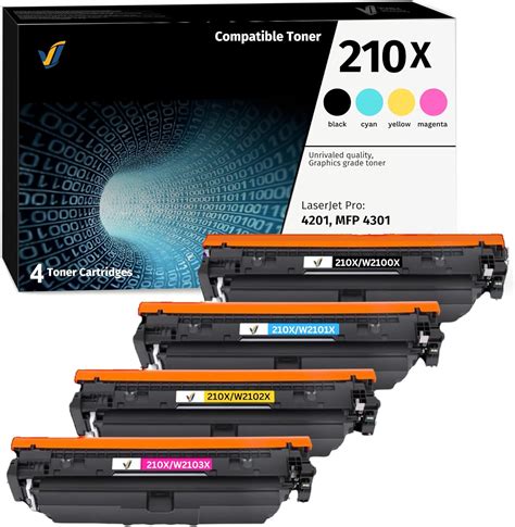 210x Toner Cartridges 4 Pack With Chip High Yield