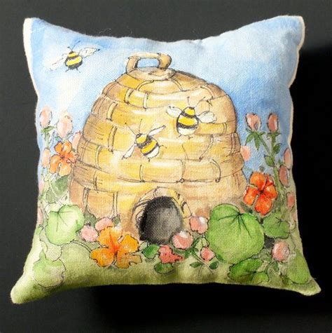 Tiny Pillow Bee Hive Handpainted Etsy