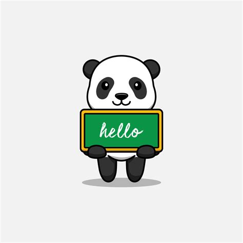 Cute panda carrying a chalkboard that says hello 4759430 Vector Art at ...