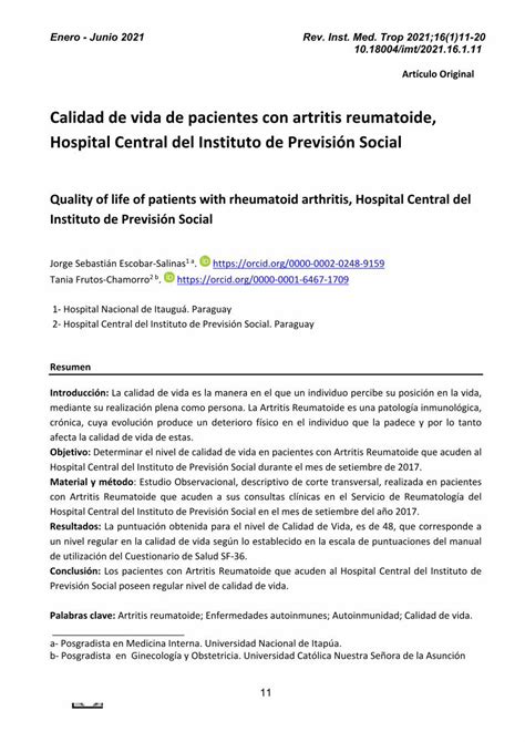 Pdf Calidad De Vida De Pacientes Con Artritis Reumatoide Dokumen Tips