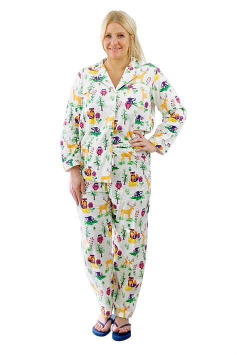 Plus Size Forest Animal Flannel Pajama Set La Cera™