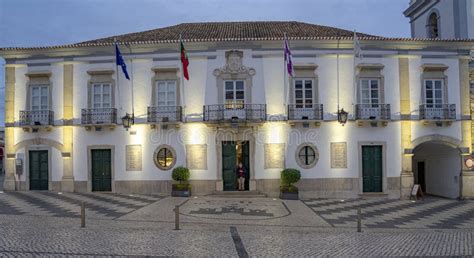 Panoramic Image Of The Front Facade Of The Loul Town Hall Building In