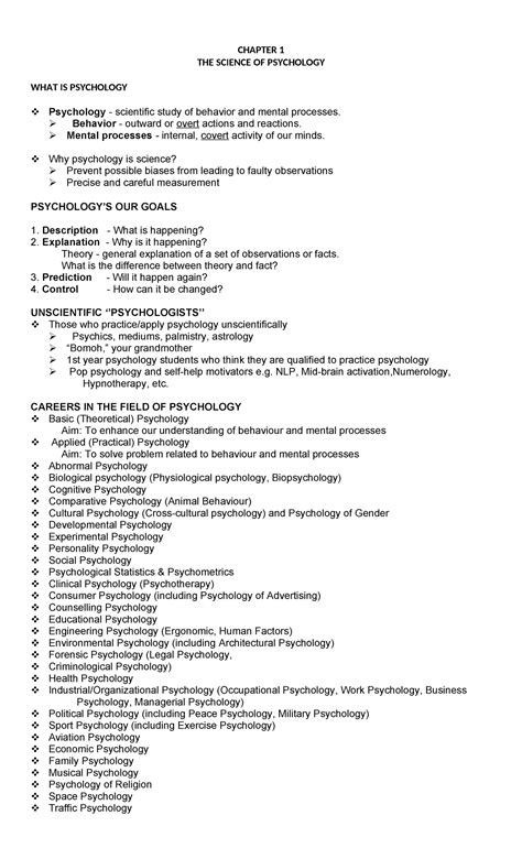 Psy Outline Chapters Chapter The Science Of Psychology What