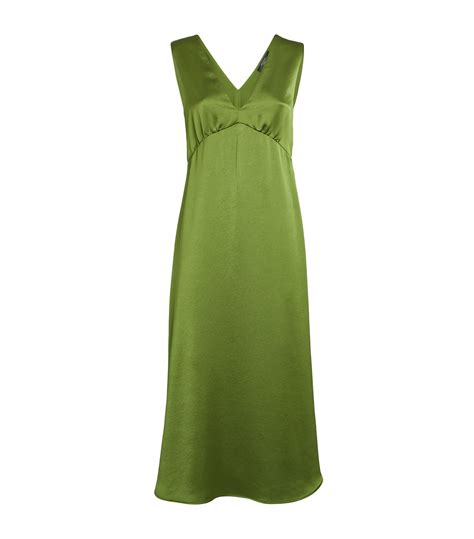 Womens Weekend Max Mara Green Satin Midi Dress Harrods Uk