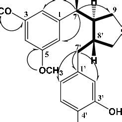 Key 1 H 1 H COSY Bold Dash And HMBC Arrow Correlations Of Compound