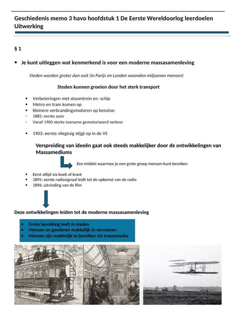 Samenvatting Geschiedenis Memo 3 Havo Hoofdstuk 1 De Eerste