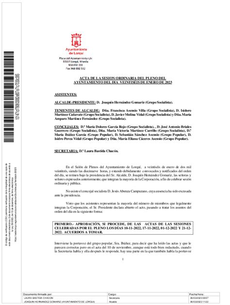 Completable En línea ACTA DE LA SESION ORDINARIA DEL PLENO DEL Fax