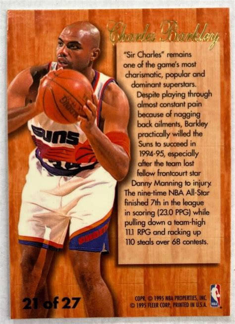 Charles Barkley Fleer Flair Hardwood Leaders Phoenix Suns Ebay