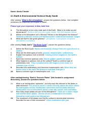 4 1 EES Study Guide 1 Docx Name Alexia Chester 4 1 Earth