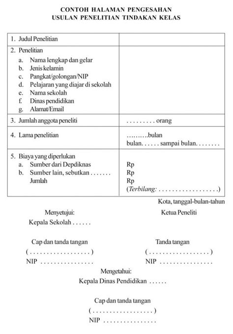 Contoh Ptk Penelitian Tindakan Kelas Format Dan Sistematika Usulan