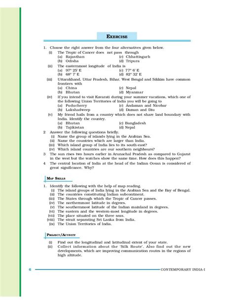 Ncert Book Class Social Science Chapter India Size And Location