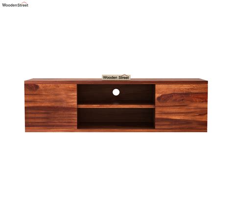 Buy Cubis Sheesham Wood Wall Mount Tv Unit With Open And Close Storage