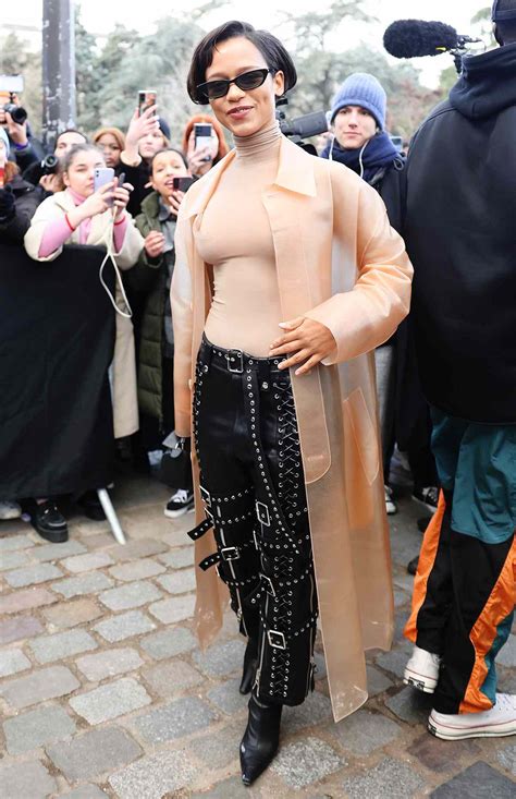 Taylor Russell Wears Sheer Nipple Baring Turtleneck For Fashion Week