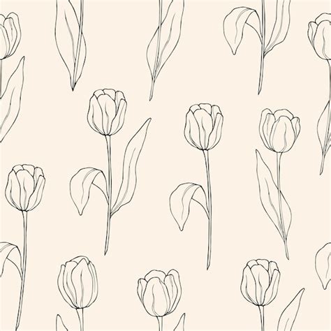 Premium Vector Hand Drawn Tulip Flower Seamless Pattern