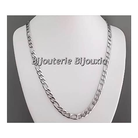 Chaîne Maille Figaro 55 Cm X 7 Mm Argent Massif 9251000 Bijoux Homme