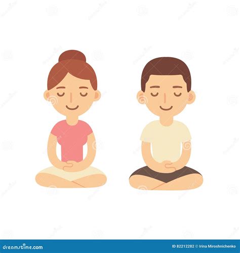 Cartoon Meditating Couple Vector Illustration 82212282