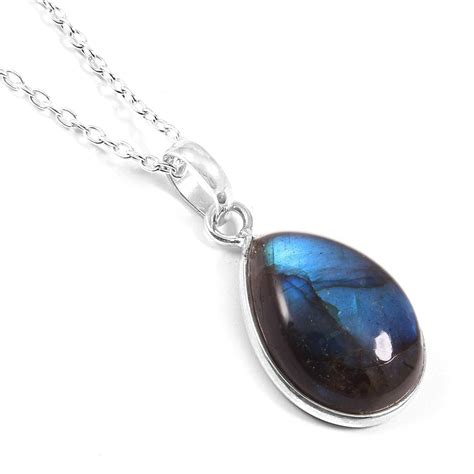 Buy Ratnagarbha Blue Flash Labradorite Necklace Sterling Silver