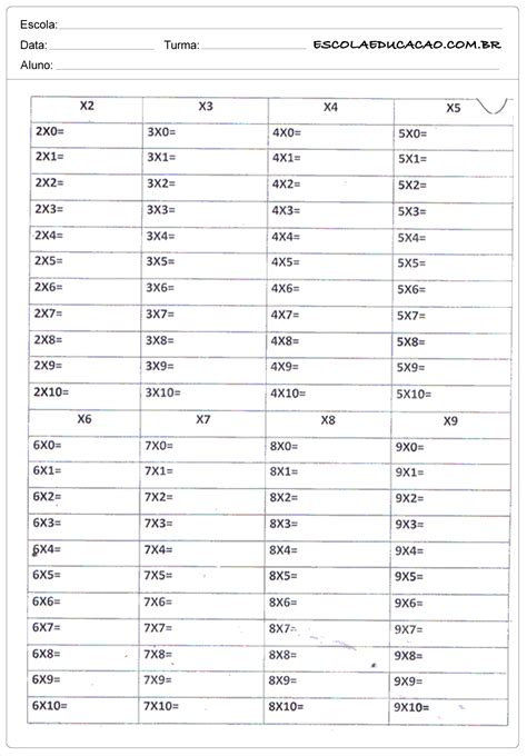 Atividades De Multiplicação 4º Ano Para Imprimir Educação