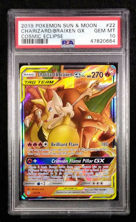 Psa Charizard Braixen Gx Holo Gem Mint Cosmic Eclipse Values