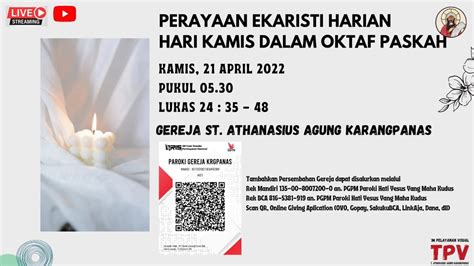 Perayaan Ekaristi Harian Hari Kamis Dalam Oktaf Paskah Kamis