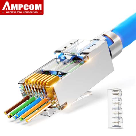 Ampcom Cat Rj Connector Pass Through Cat A Rj Ethernet Plug For