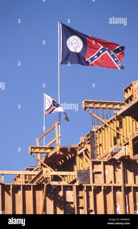 Pre 2001 Georgia State Flag With Rebel Stars And Bars On It From The