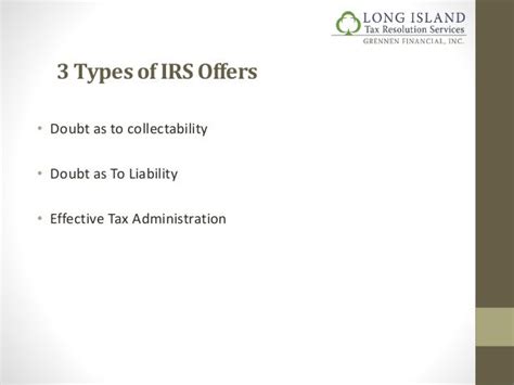 The 3 Types of IRS Offer in Compromise