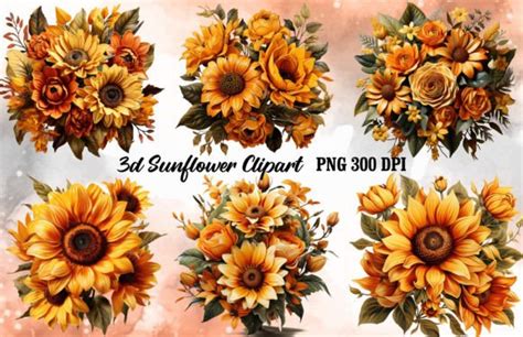 2 3d Sunflowers Sublimation Png Clipart Designs Graphics