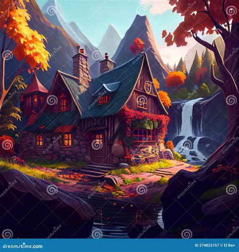 Elven Cottage House Ai Generated Stock Illustration Illustration Of