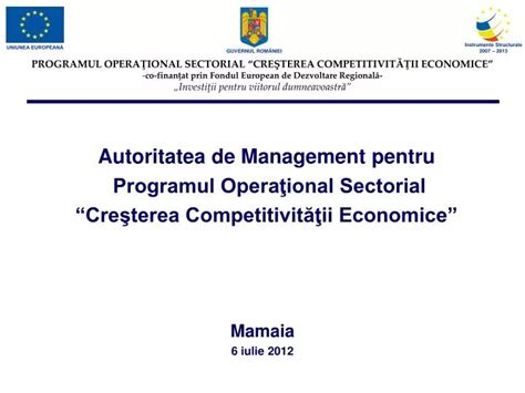 PPT Autoritatea de Management pentru Programul Operaţional Sectorial